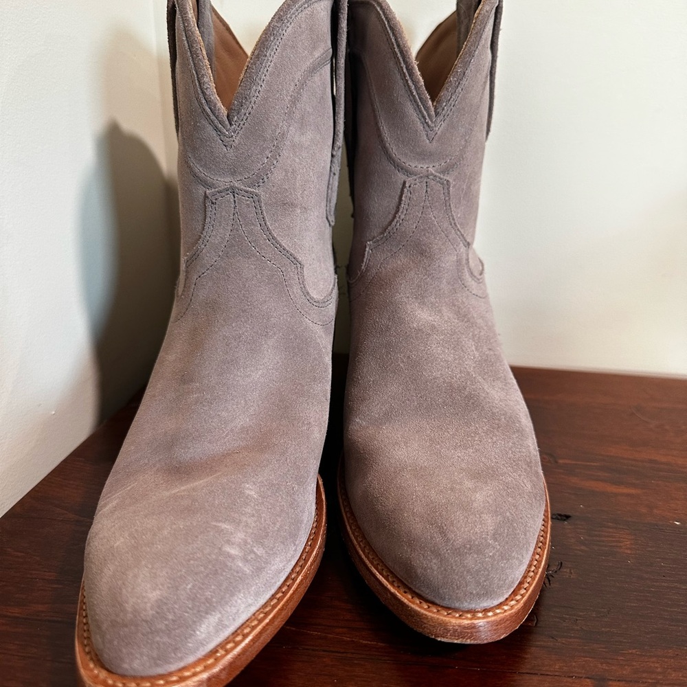 Tecovas Gray Suede Ankle Boots